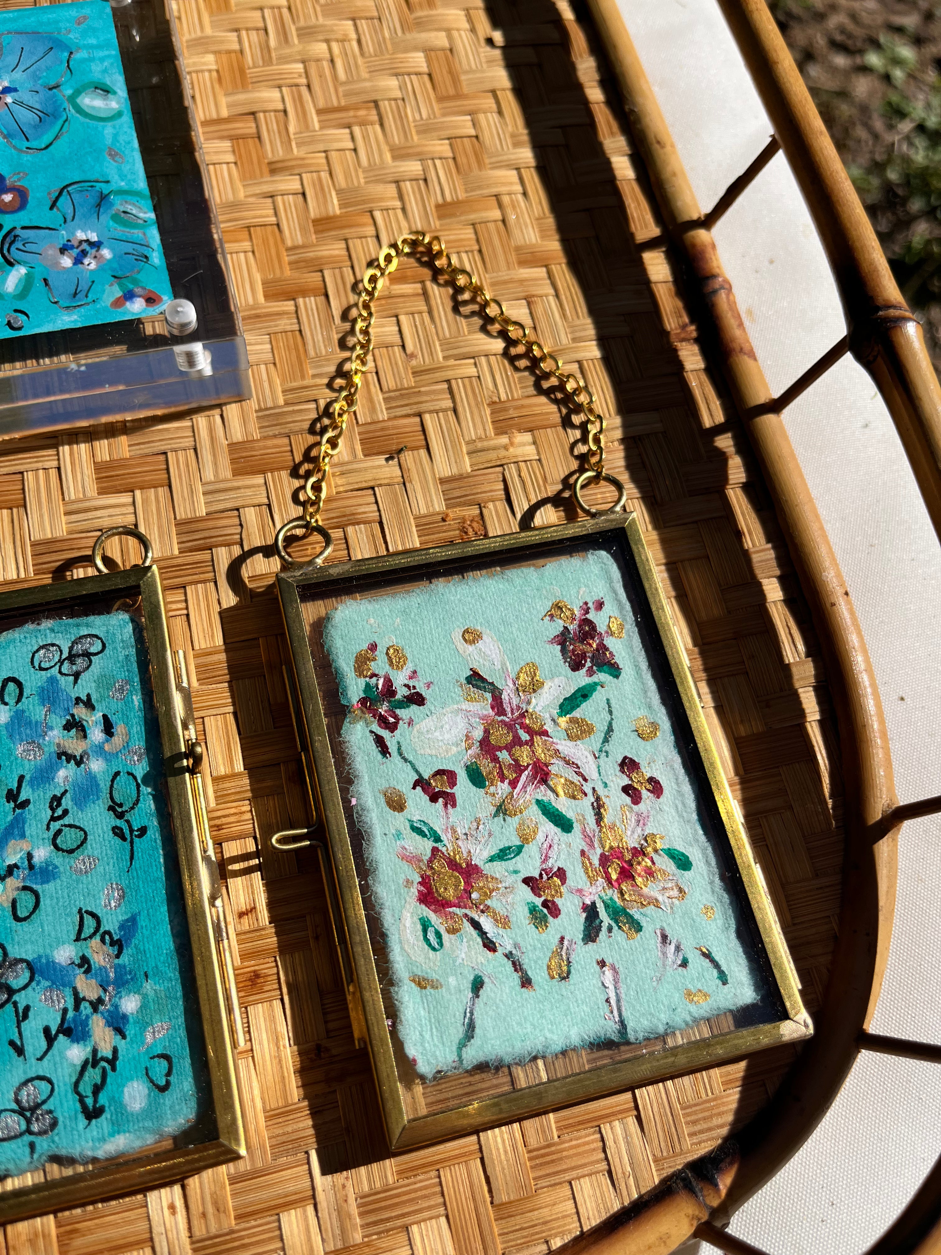 Mini Painted Florals in Gold Frame