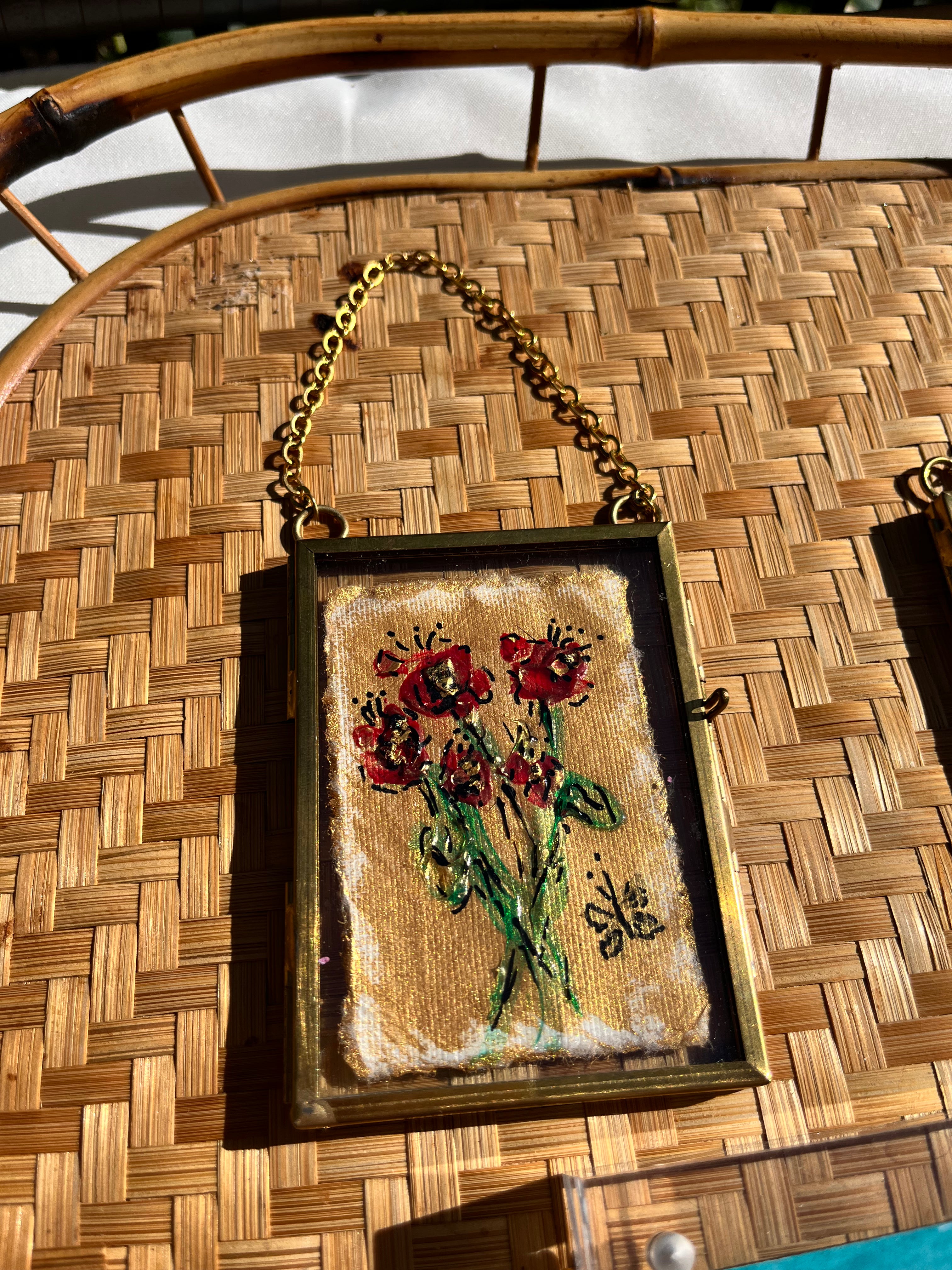 Mini Painted Florals in Gold Frame
