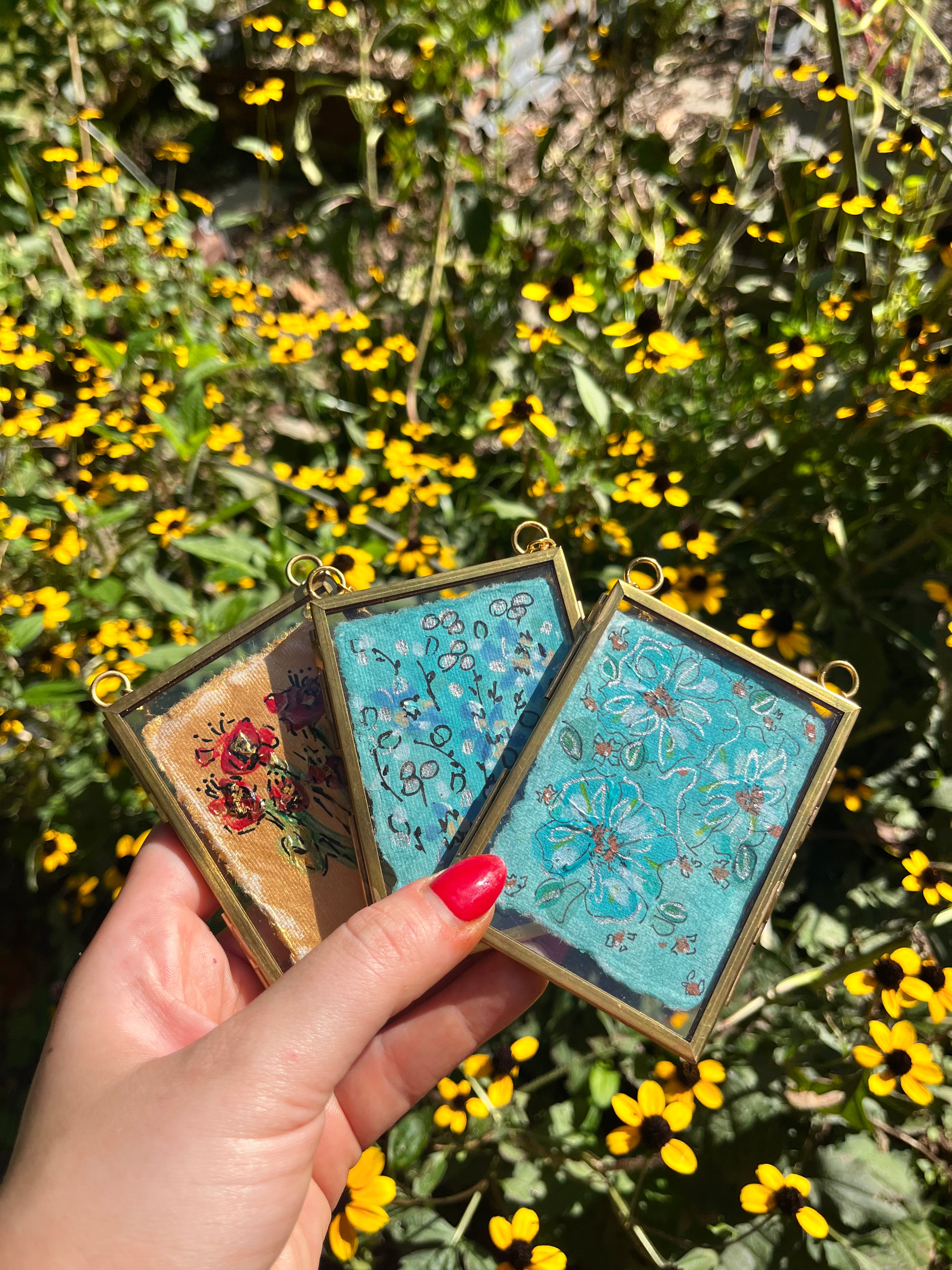 Mini Painted Florals in Gold Frame