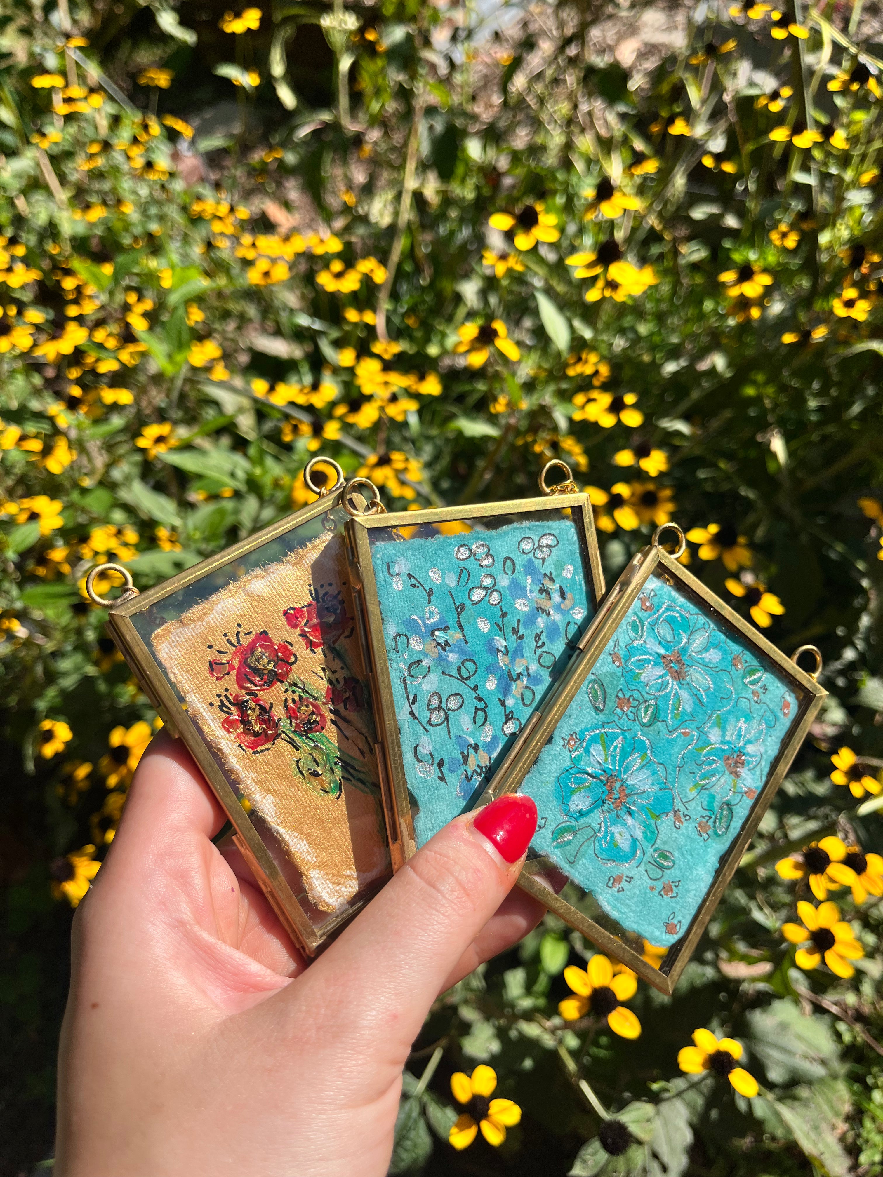 Mini Painted Florals in Gold Frame