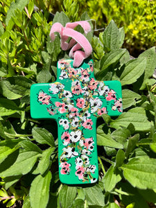 Hand Painted Ceramic Floral Cross – Red Garden Basket