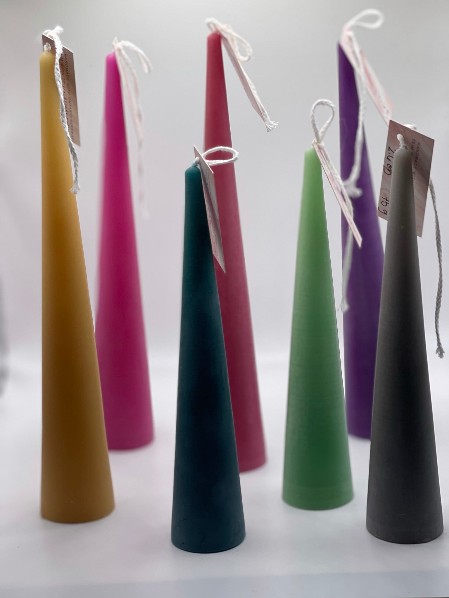 Slim Cone Beeswax Taper Candles